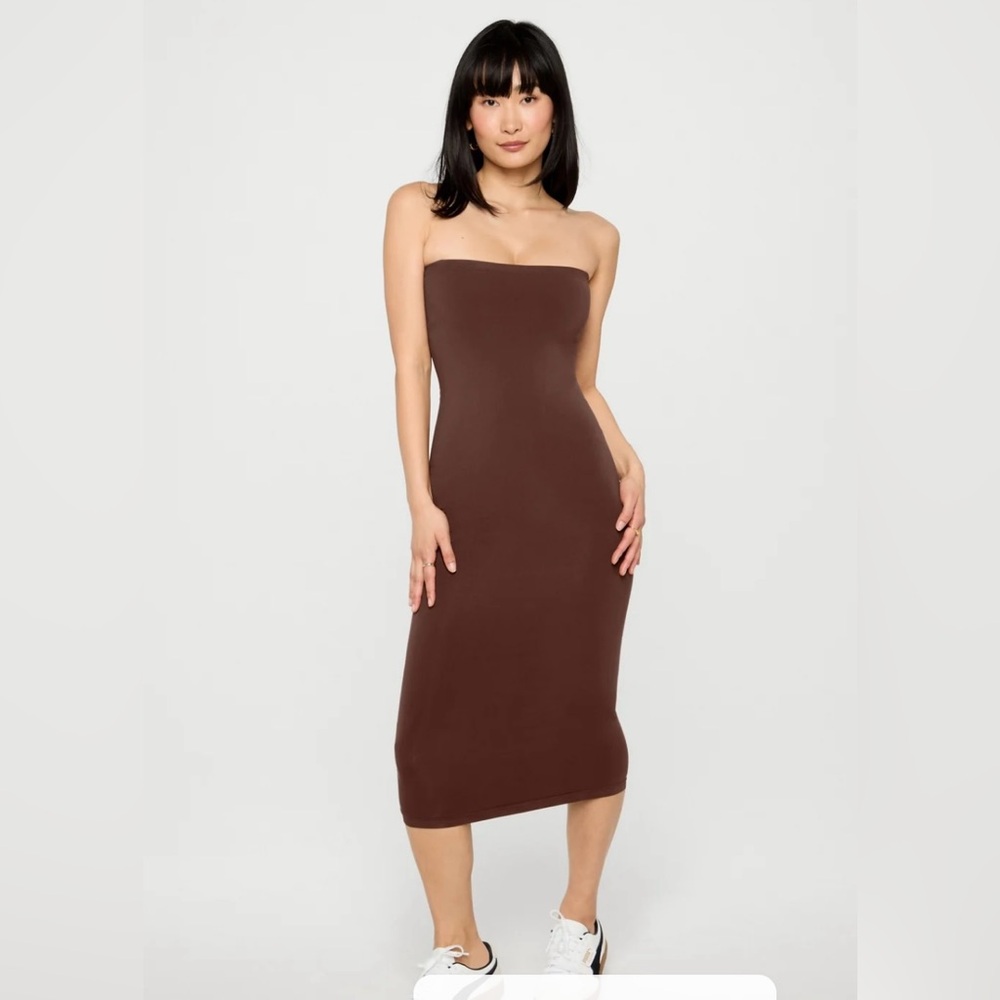 Brown Strapless Bodycon Dress for Cocktail